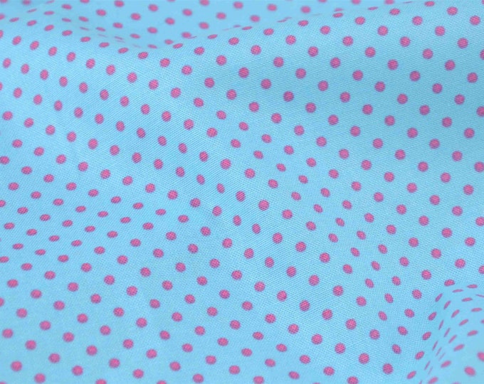 Baumwollstoff mit Punkten in türkis, pink von Makower, Patchwork - 110cm breit - Stoff matt, Punkte