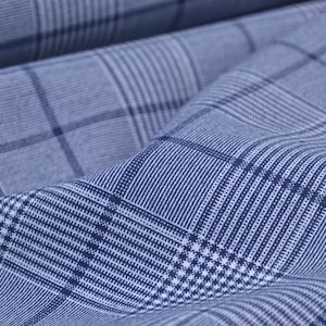 Trouser fabric cotton, viscose checked blue - 140 cm wide - fabric smooth checks