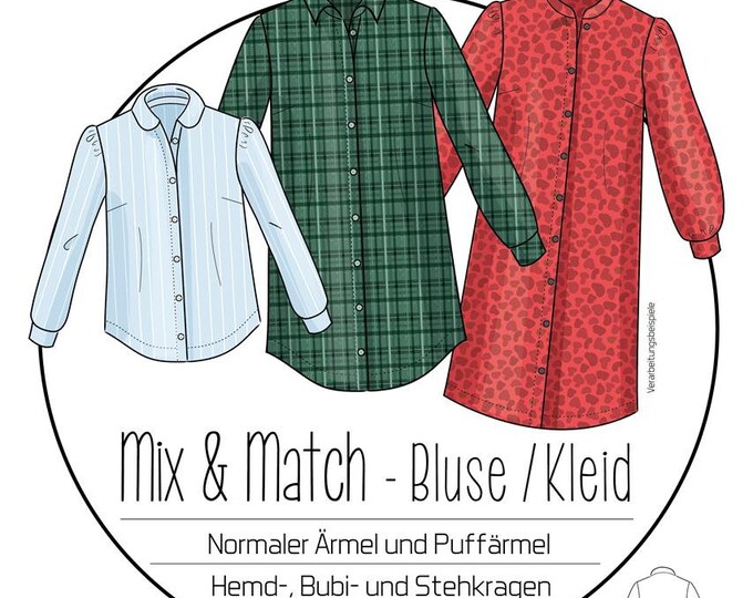 Paper pattern Mix&Match blouse/dress |Size 32-58, ki-ba-doo