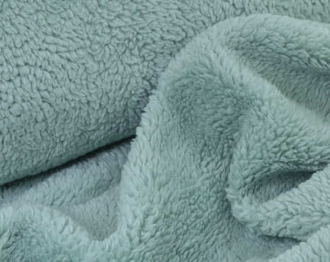 Fleece cotton teddy in mint by Hilco - 145 cm wide - fabric smooth UNI