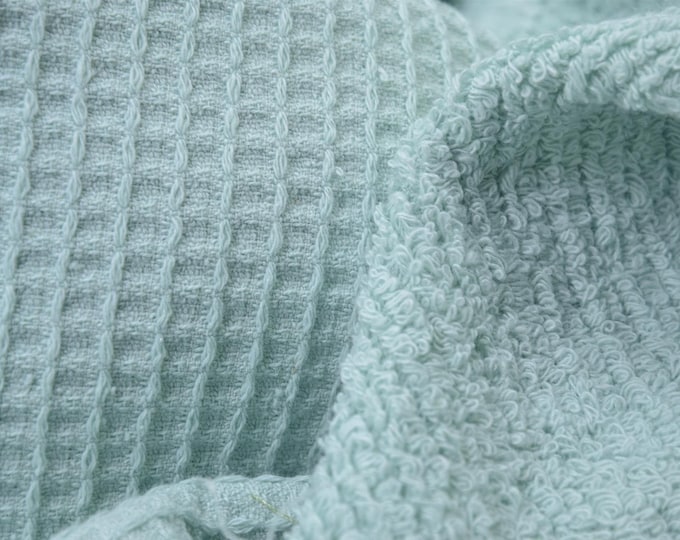 Frottee mit Waffelpique Abseite in mint aus Baumwolle - 140cm breit - Stoff genoppt UNI