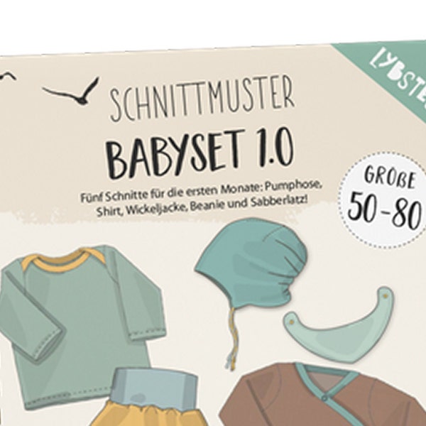 Babyset 50-80, Pumphose, Wickeljacke, Shirt, Beanie, Sabberlatz