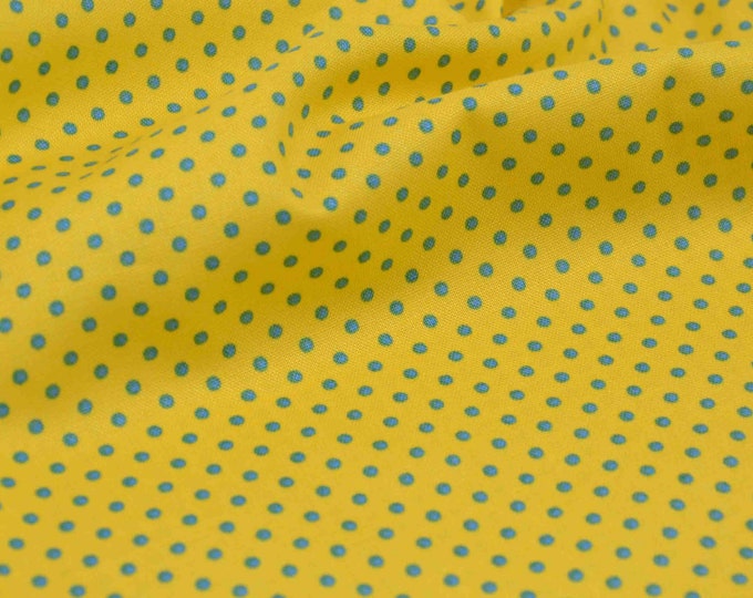 Baumwolldruck, Punkte, Pünktchen, gelb, blau - Makower 830 YB