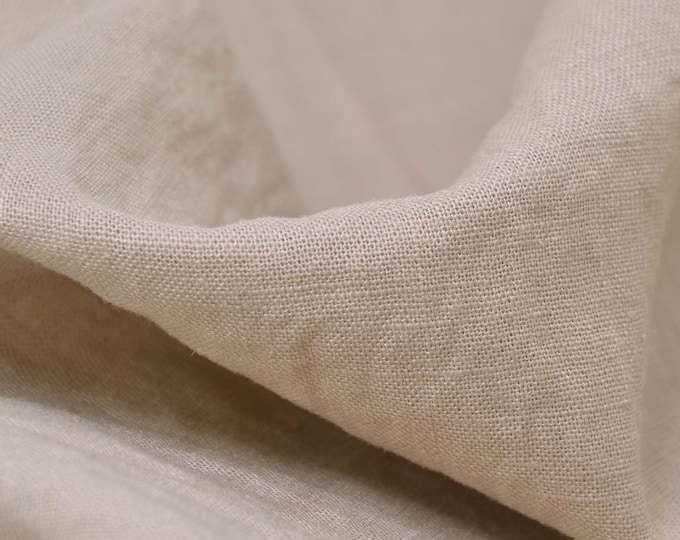 Linen fabric plain beige, pure linen, for trousers and dresses - 130 cm wide - fabric linen look, UNI