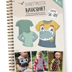Basicshirt (Größe 56 - 122), T-Shirt, Papierschnittmuster von Lybstes