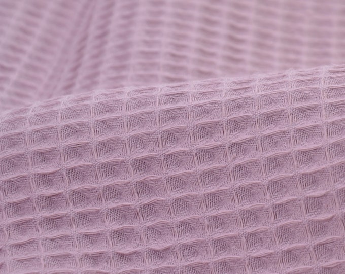 Waffelpique, Waffelstoff Nelson, Baumwolle, Meterware, Uni, Ökotex, rosa, altrosa - 152cm breit - Stoff beidseitig verwendbar, UNI