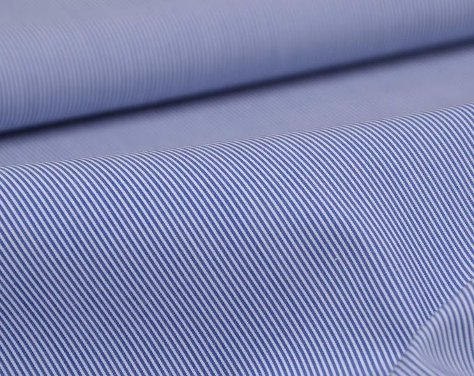 Cotton poplin blouse fabric, stripes blue, white, shirts - 145 cm wide - fabric smooth, stripes