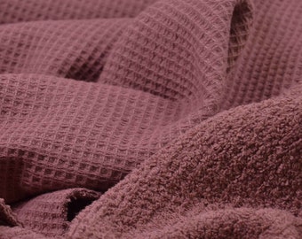 Frotteestoff mit Waffelpiquérückseite aus Baumwolle uni altrosa - 140cm breit - Stoff beidseitig verwendbar, UNI