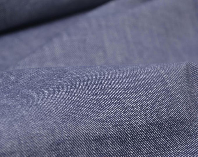 Hosenstoff aus Leinen mit Baumwolle, meliert, uni, blau, grau  - 145cm breit - Stoff Leinenoptik, melange