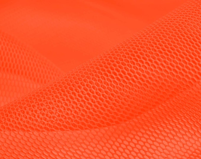 Dekostoff 3d Mesh, Netzstoff in neon orange für Taschen - 70cm breit - Stoff halb transparent, UNI