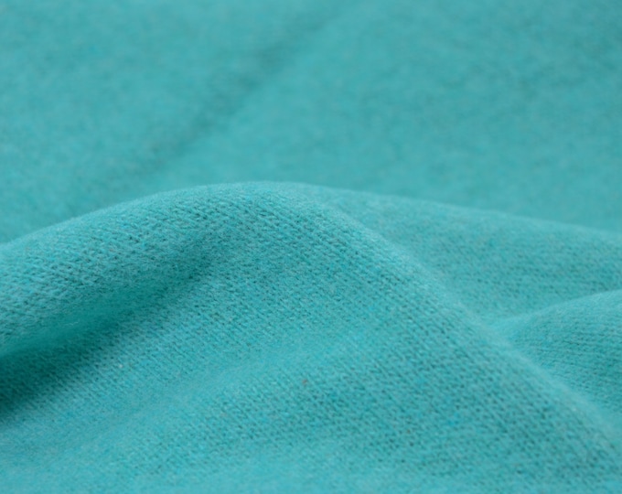 Strickstoff Gillo aus Baumwolle in türkis, grün von Hilco - 175cm breit - Stoff matt, melange