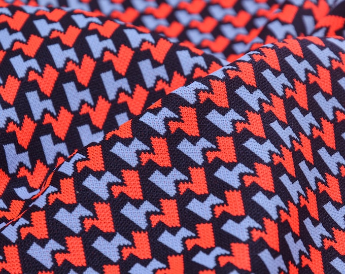 Interlock jersey patterned, blue, red, neon - 140 cm wide - slightly shiny patterned fabric