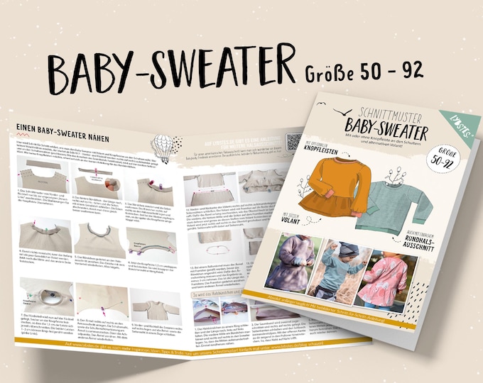 Baby sweater (size 50-92), with flounce and button placket, paper pattern by Lybstes