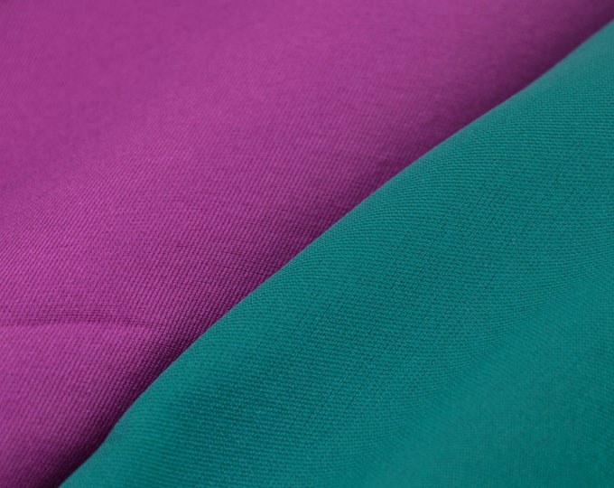 Evening wear Italian polyester-silk blend double-face in purple & green-blue - 160 cm wide - fabric smooth UNI