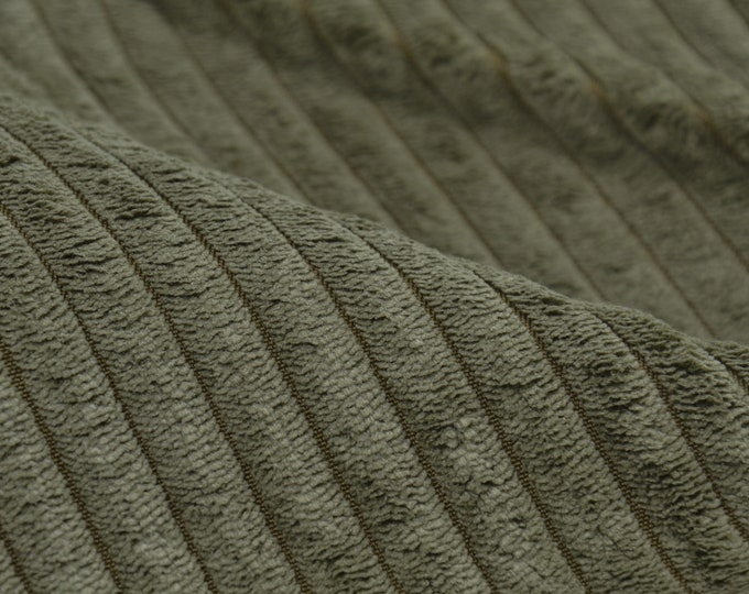 Polsterstoff Cord in Olivgrün, samtig, weich - 140cm breit - Stoff flauschig, UNI