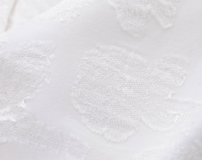 Evening wear burnout fabric, cotton stretch, white - 140 cm wide - matte fabric, solid color