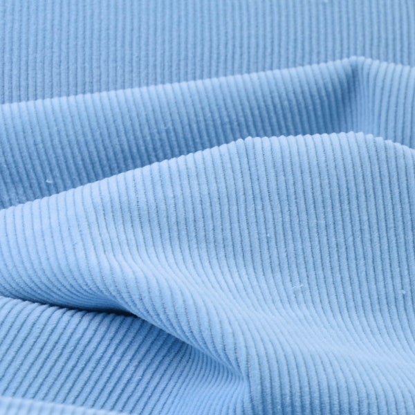Kordstoff Baumwolle hellblau Stretch von Fibre Mood - 140cm breit - Stoff leicht glänzend UNI