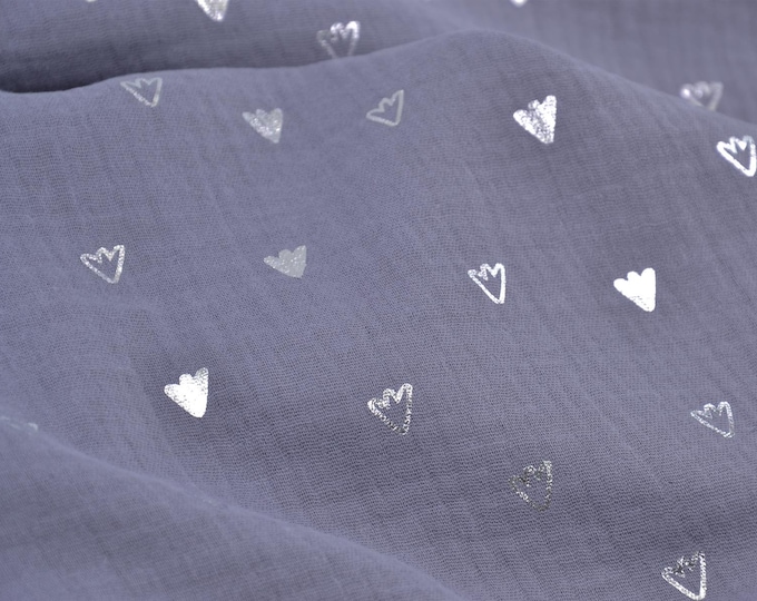 Muslin in grey with silver by Katia, cotton