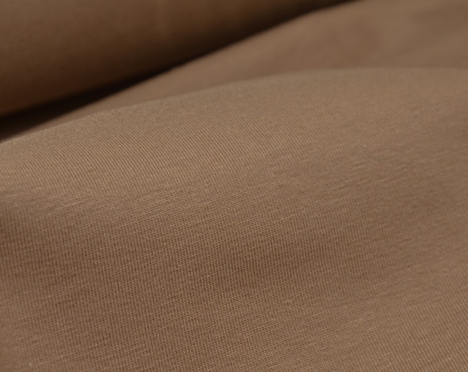 Organic cotton jersey by Mind the Maker in beige, camel - 170 cm wide - smooth fabric, UNI