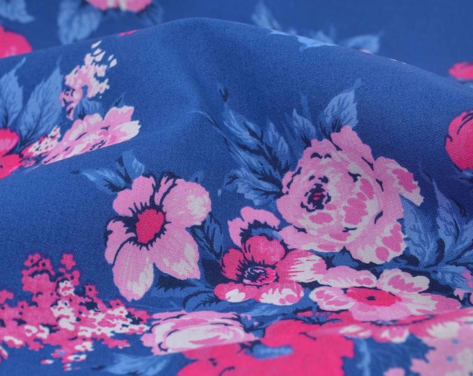 Baumwollstoff Westfalenstoffe Bangkok, dunkelblau, Blumen, Patchwork - 150cm breit - Stoff gemustert, gemustert