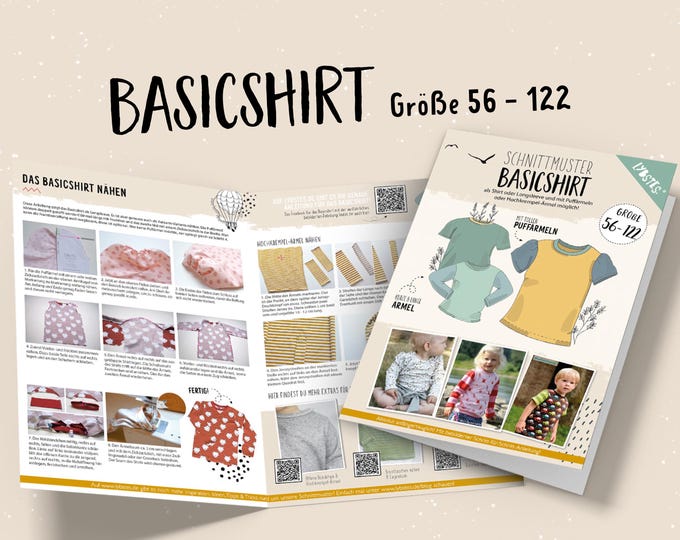 Basicshirt (Größe 56 - 122), T-Shirt, Papierschnittmuster von Lybstes