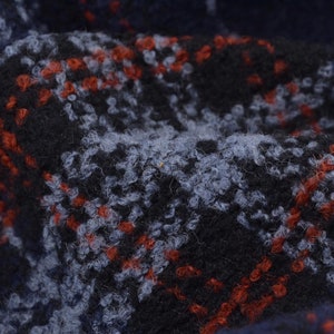 Coat fabric made of wool Ula by Hilco in blue, light blue, red check - 150 cm wide - fabric patterned checks