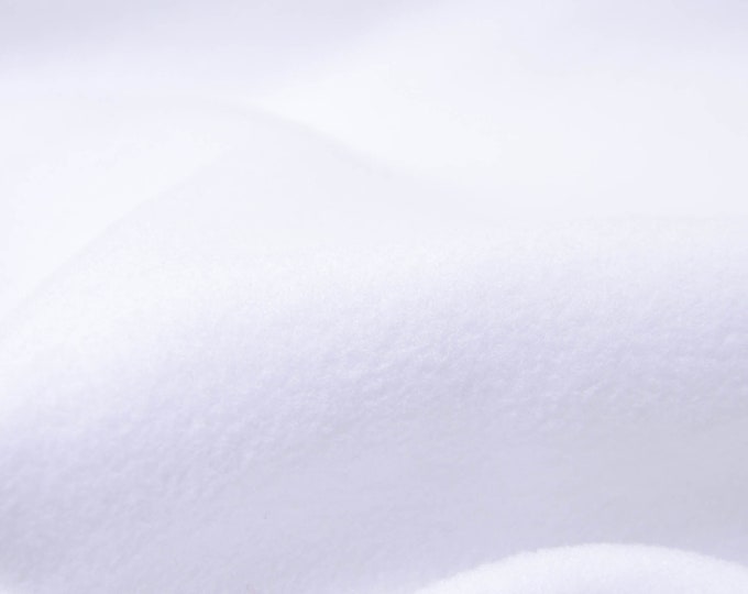 Fleece fabric micro fleece, plain, white - 150 cm wide - fabric fluffy, UNI