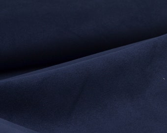 Faux leather velour in solid blue, dark blue for trousers, dresses - 140 cm wide - brushed fabric, solid color