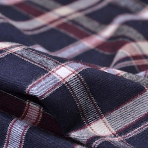 Blusenstoff Flanell Stoff aus Baumwolle mit Karo Muster in blau, rot, beige - 155cm breit - Stoff gemustert, Karos