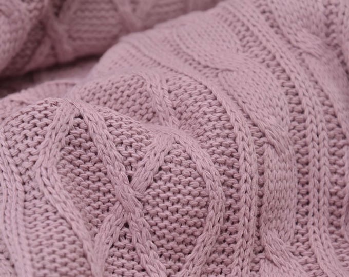 Cotton knit fabric with pattern in solid pink, dusty rose, knit - 140 cm wide - knit fabric, solid color