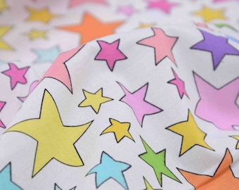 Sterne, Baumwolle, pink, lila, grün, gelb, rosa, kleines Muster - Makower 2 9906L