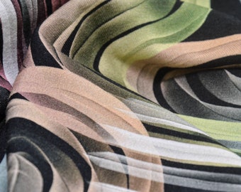 Jersey „Otti“, Viskose, rosa, grün, weiß von Hilco - 145cm breit - Stoff matt geometrische Muster