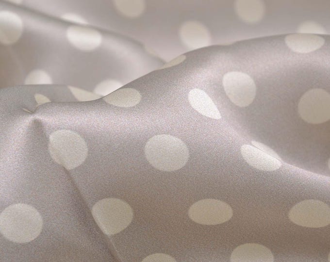 Silk, pure silk in beige with dots in cream, blouses - 140 cm wide - fabric shiny, dots