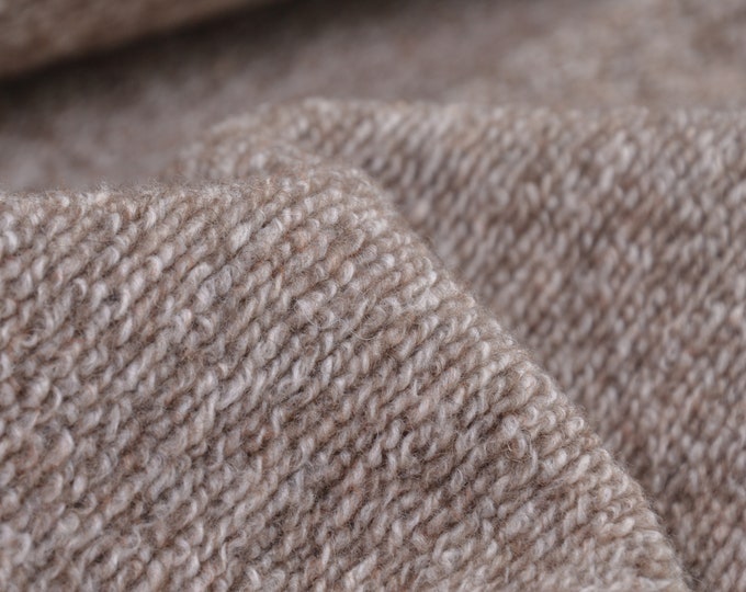 Knitted wool fabric, coarse, melange, beige - 140 cm wide - matte melange fabric