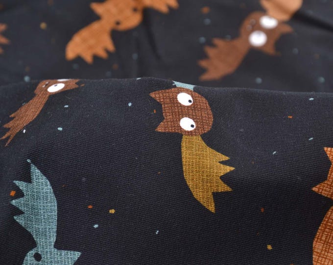 "Spooky" cotton sweatshirt fabric with bats by Hilco - 145 cm wide - matte fabric, animals