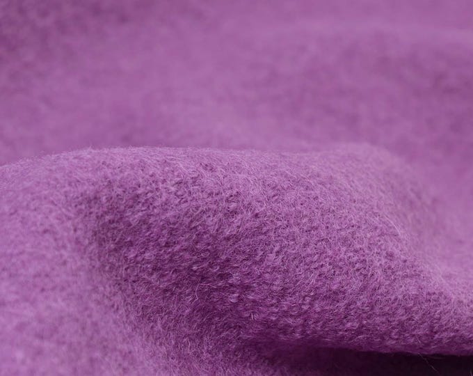 Wool coat fabric, boiled wool, felted wool in solid purple, berry - 140 cm wide - matte fabric, solid color