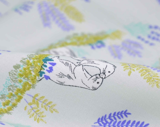 Blusenstoff Popeline mit Lavendel, Murmeltiere von Katia Fabrics - 145cm breit - Stoff glatt, gemustert