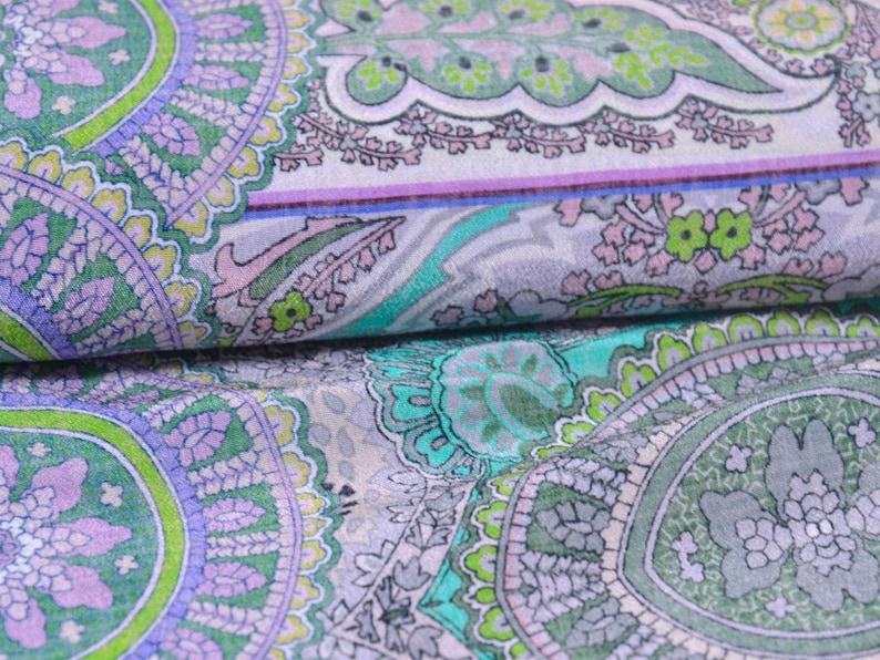 Silk Fabric With a Large Pattern, Ornaments, Paisley - 130 Cm Wide ...