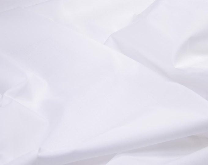 White cotton batiste blouse fabric from Hilco - 150 cm wide - smooth, solid color fabric