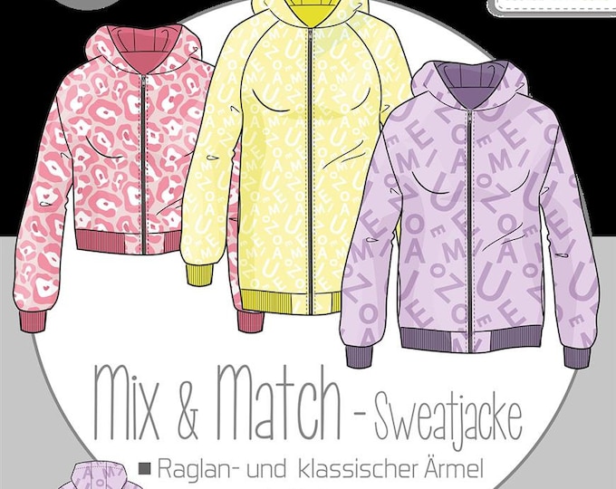 Paper cut Mix&Match sweat jacket women | Size 32-58, ki-ba-doo