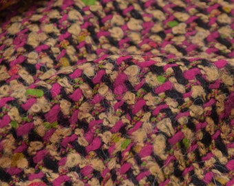 Terje coat fabric by Hilco with a pink tweed pattern on black and beige - 140 cm wide - patterned fabric