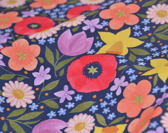 Baumwollstoff Webware Ostern, Blumen Emilie von Hilco - 150cm breit - Stoff matt, gemustert