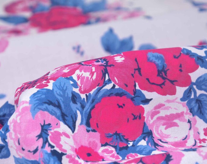 Baumwollstoff Bangkok Blumen pink, blau von Westfalenstoffe - 150cm breit - Stoff glatt, gemustert