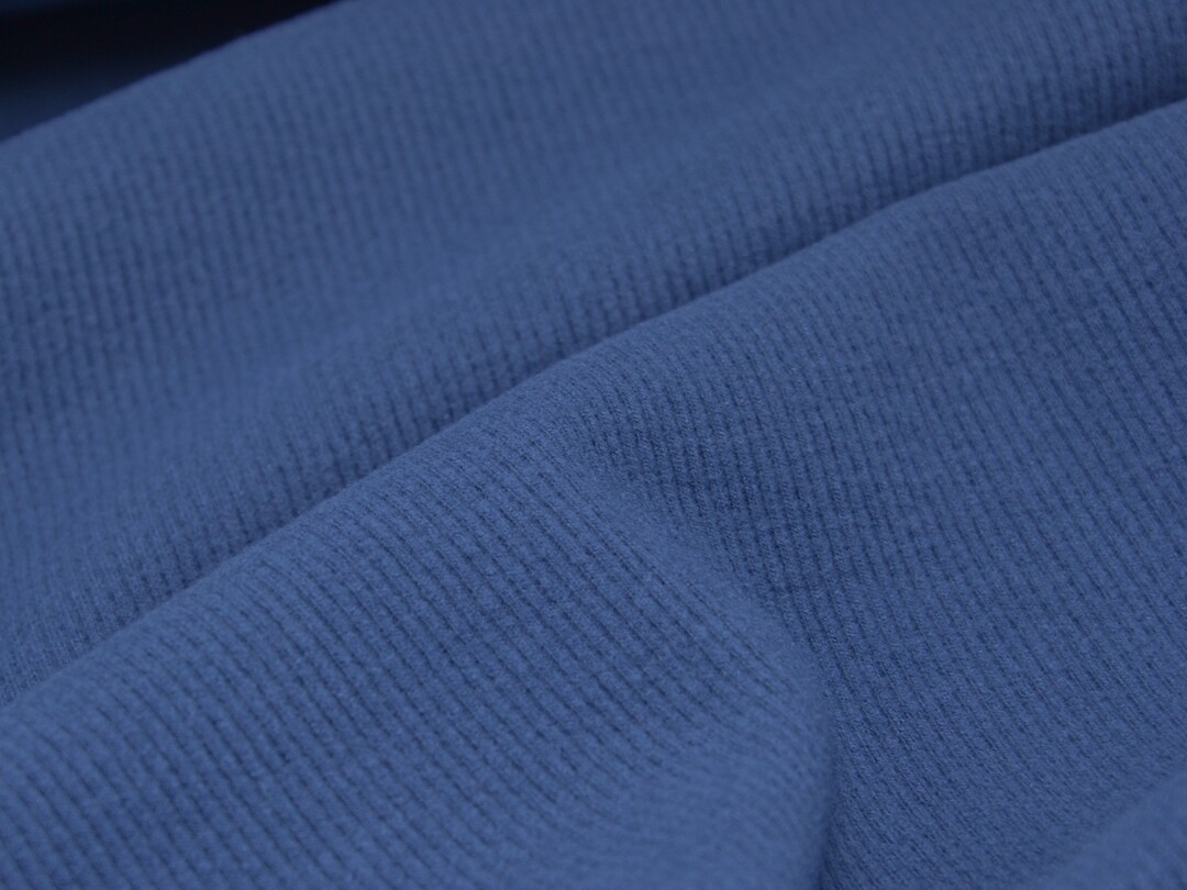 Brushed Ribbed Jersey, Solid Blue/jeans Blue - 140 Cm Wide - Matte ...