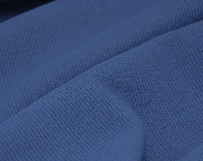Jersey rib jersey brushed plain blue, denim blue - 140 cm wide - fabric matt, UNI