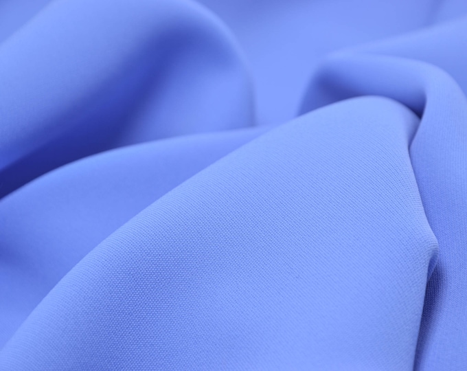 Evening wear blue polyester fabric, light, flowing - 145 cm wide - fabric smooth UNI