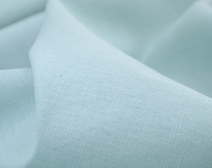 Leinenstoff mit Baumwolle uni hellblau - 150cm breit - Stoff glatt UNI