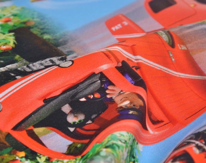 Children's jersey Fireman Sam, red, blue, green made of cotton - 150 cm wide - matt fabric, patterned