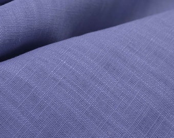 Plain linen fabric, denim blue, pure linen, for trousers, dresses - 135 cm wide - linen-look fabric, solid color