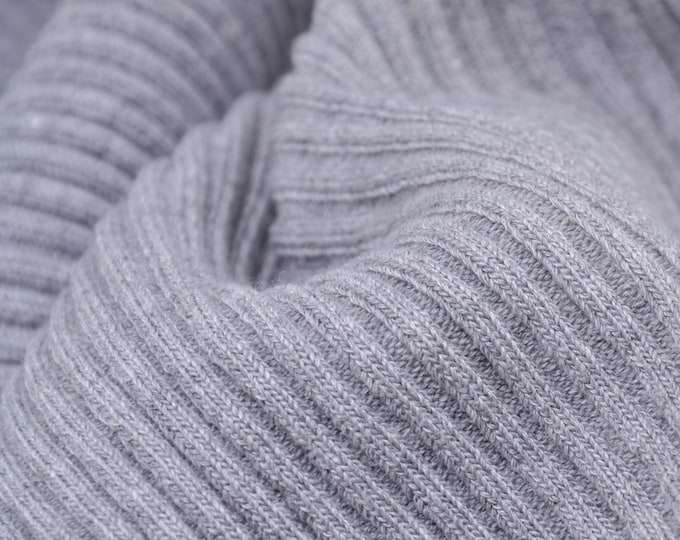 Grobstrick Bündchen meliert, Beanie, hellgrau, grau - 70cm breit - Stoff strick, melange